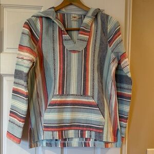 Faherty Striped Hooded Tunic in Blue and Red